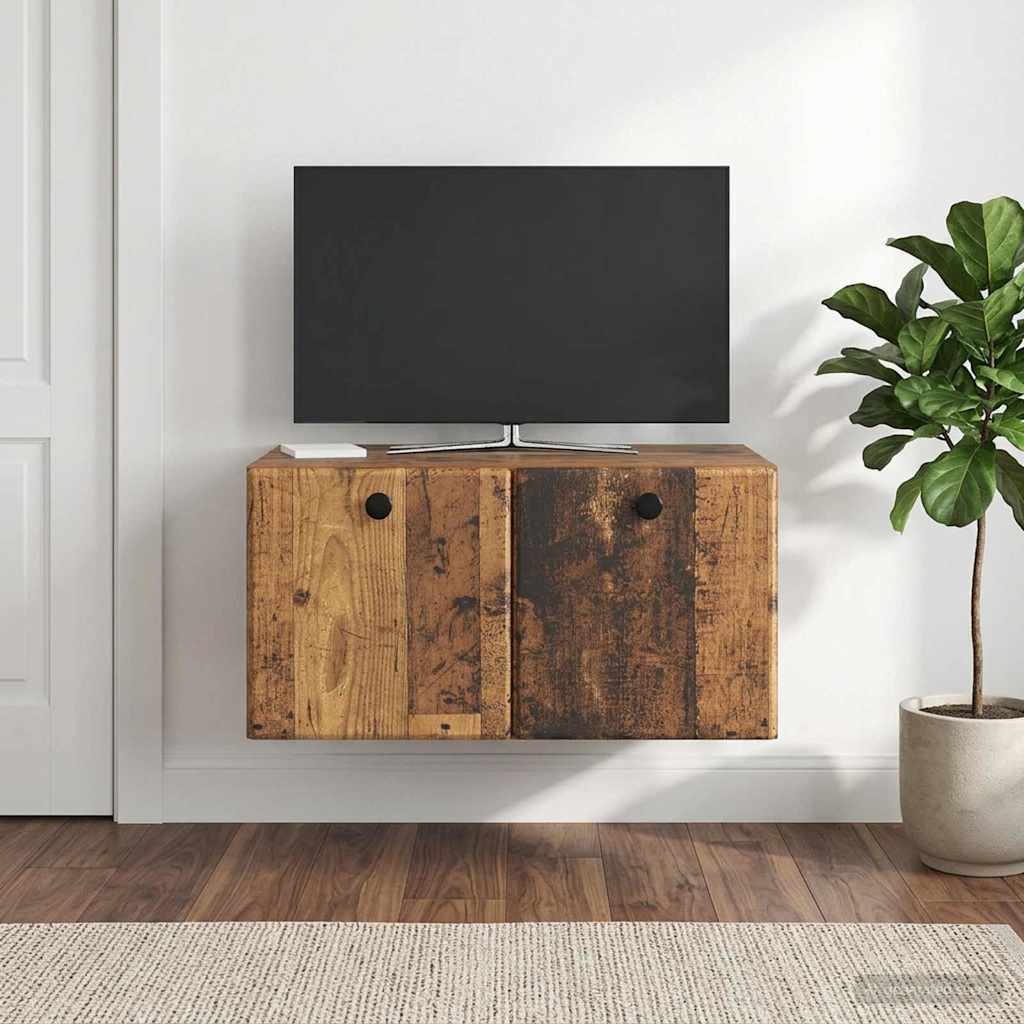 Væghængt TV-skab 59,5 x 41 x 30 cm Gammelt træ Konstrueret træ