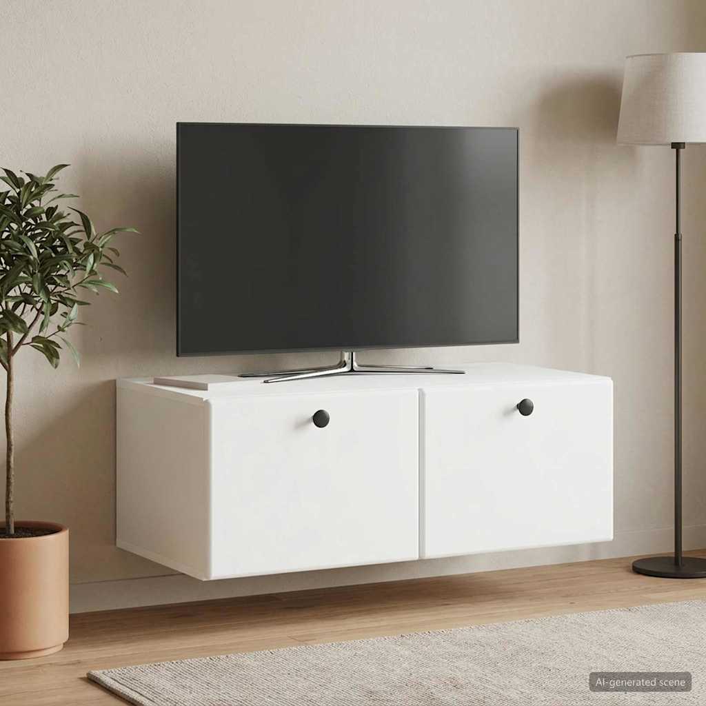 Væghængt TV-skab 78,5 x 41 x 30 cm Hvid Konstrueret træ