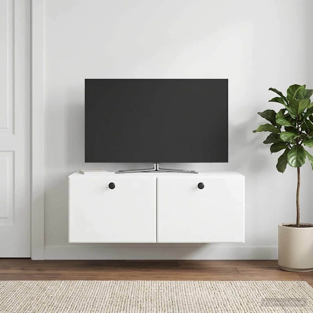 Væghængt TV-skab 78,5 x 41 x 30 cm Hvid Konstrueret træ
