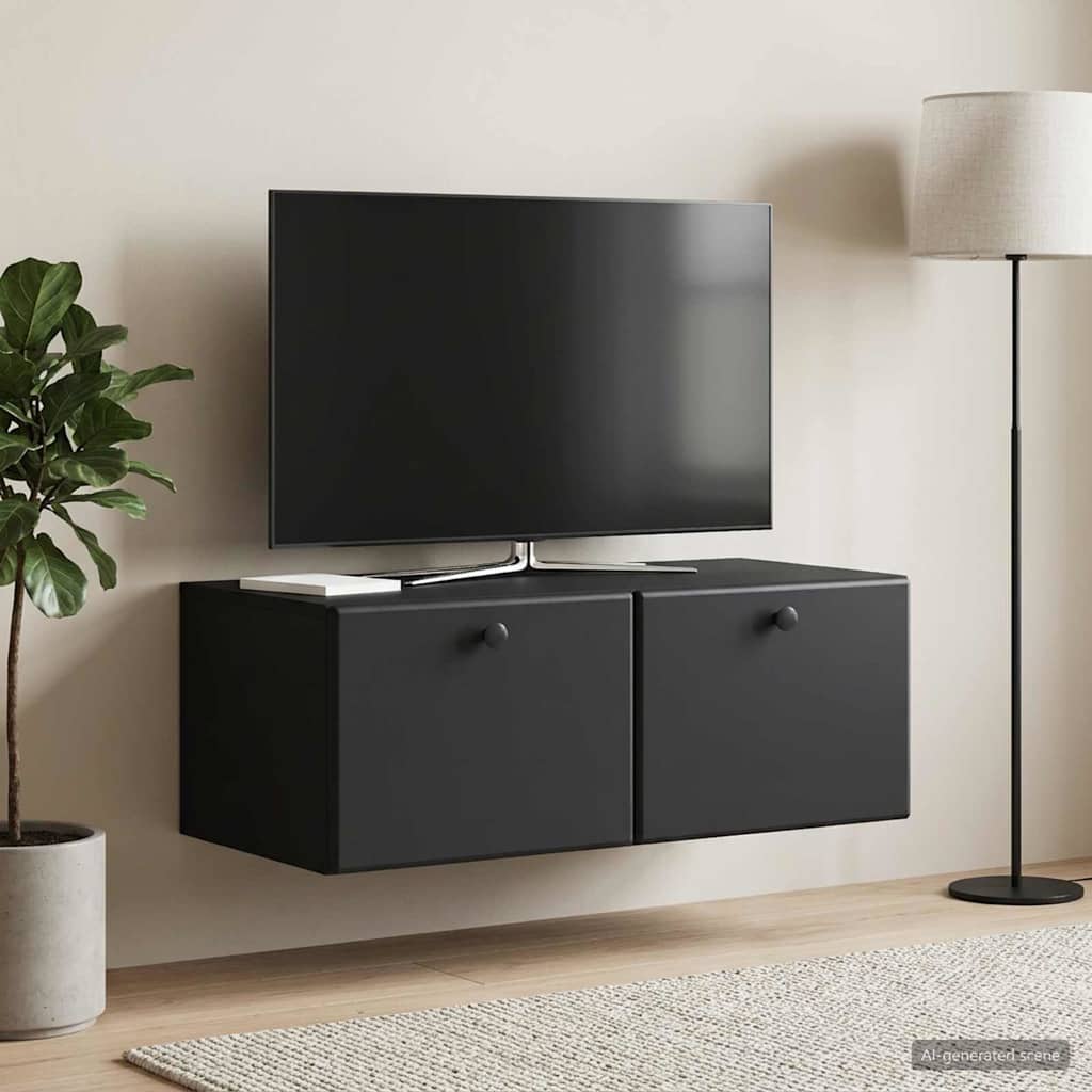 Væghængt TV-skab 78,5 x 41 x 30 cm Sort Konstrueret træ
