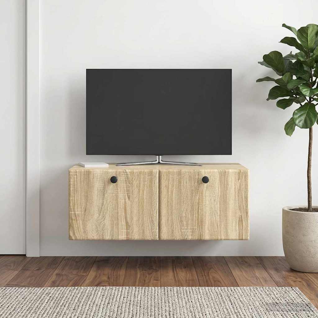 Væghængt TV-skab 78,5 x 41 x 30 cm Sonoma-eg Konstrueret træ