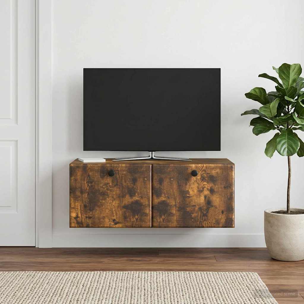 Væghængt TV-skab 78,5 x 41 x 30 cm Røget eg Konstrueret træ