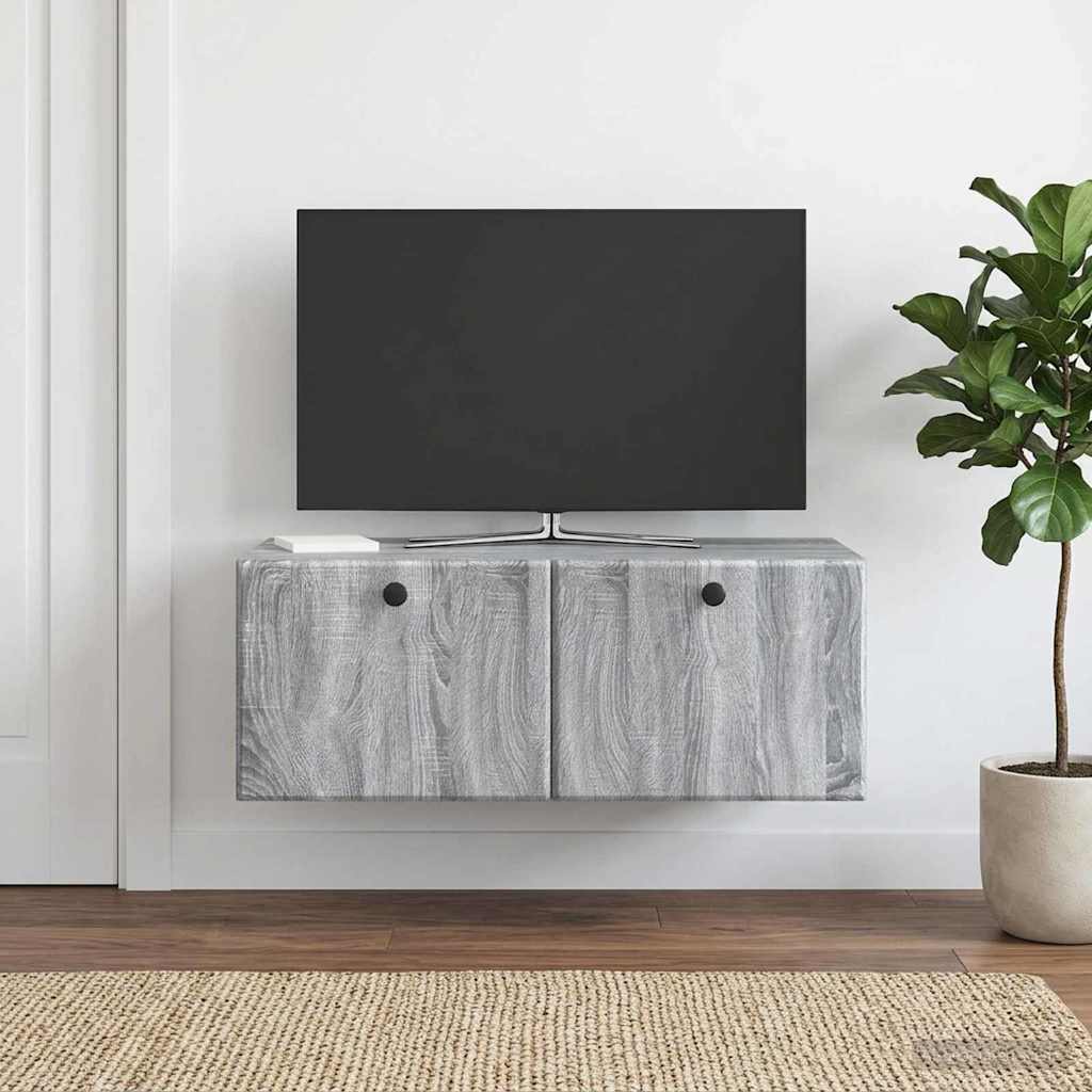 Væghængt TV-skab 78,5 x 41 x 30 cm Grå Sonoma Konstrueret træ