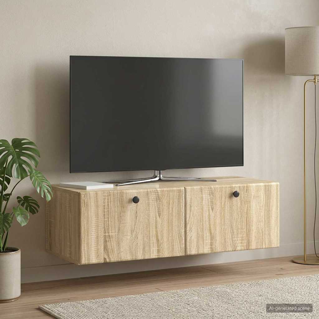 Væghængt TV-skab 98 x 41 x 30 cm Sonoma-eg Konstrueret træ