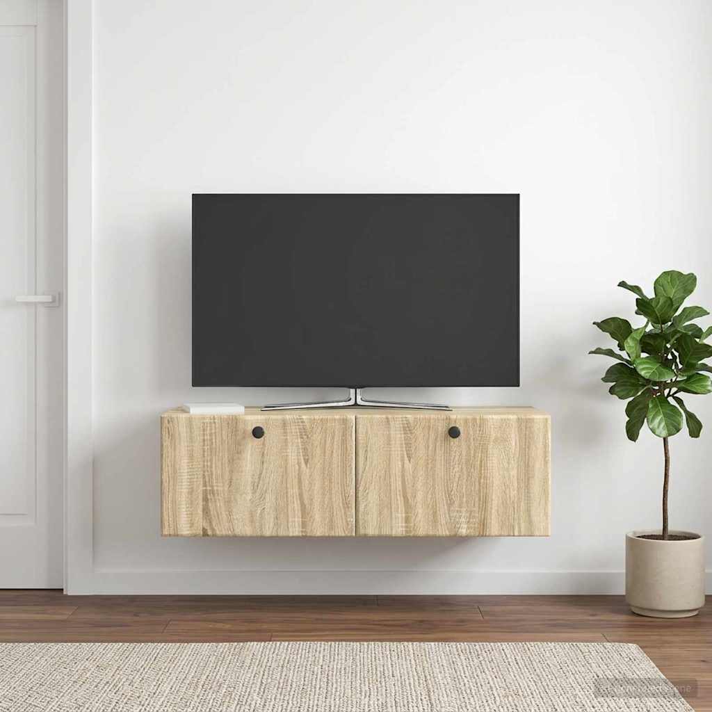 Væghængt TV-skab 98 x 41 x 30 cm Sonoma-eg Konstrueret træ