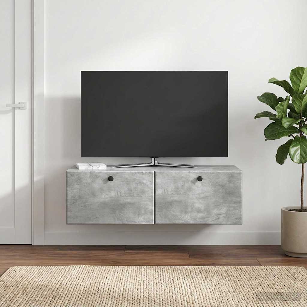 Væghængt TV-skab 98 x 41 x 30 cm Betongrå Konstrueret træ