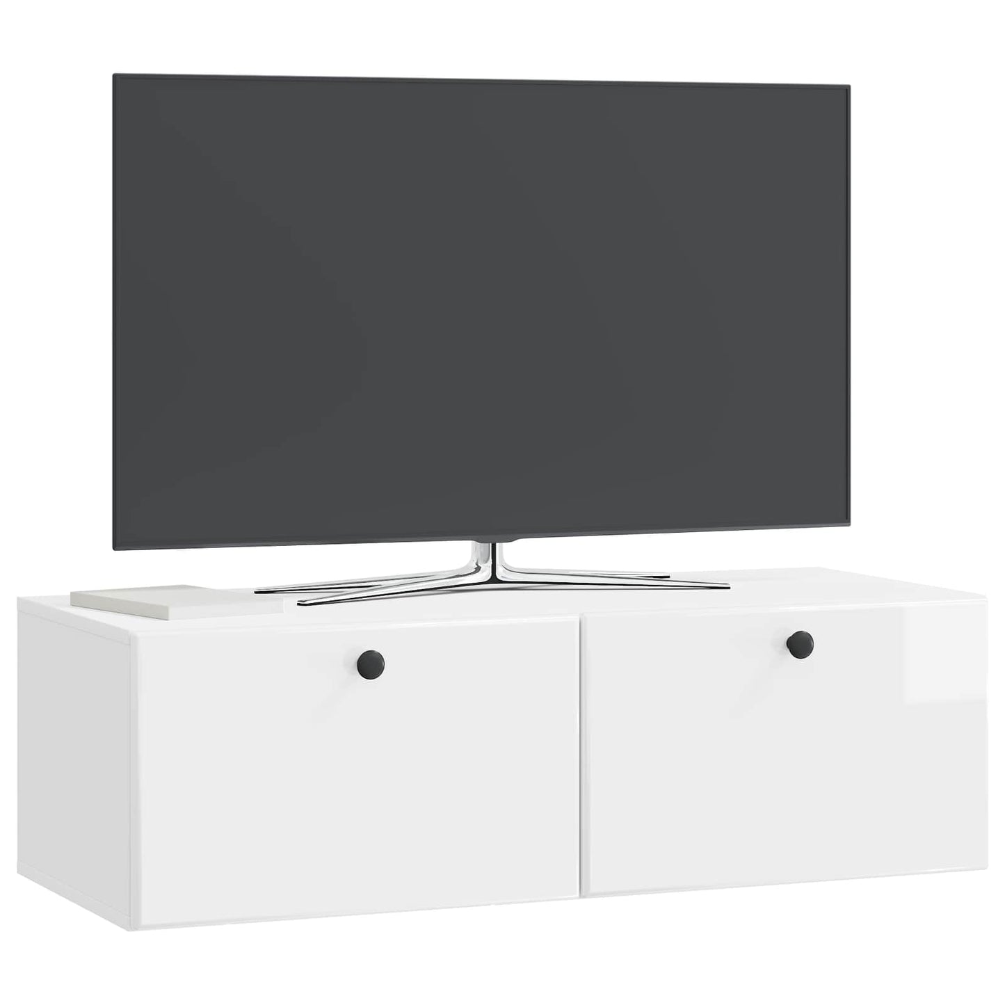 Væghængt TV-skab 98 x 41 x 30 cm Hvid højglans Konstrueret træ