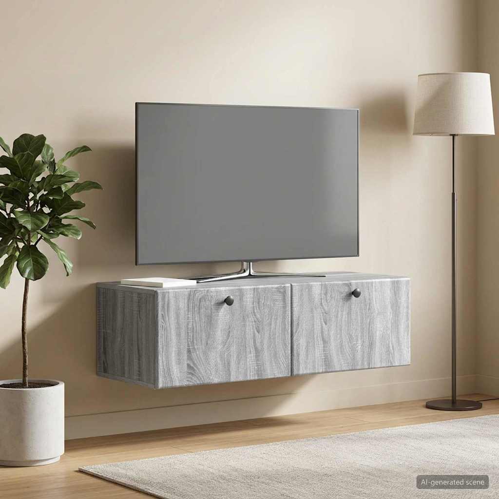 Væghængt TV-skab 98 x 41 x 30 cm Grå Sonoma Konstrueret træ