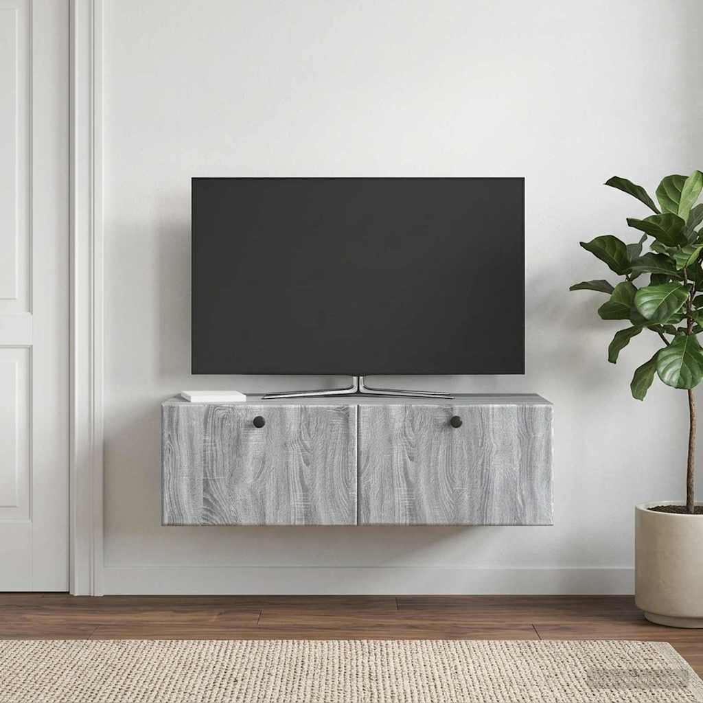 Væghængt TV-skab 98 x 41 x 30 cm Grå Sonoma Konstrueret træ