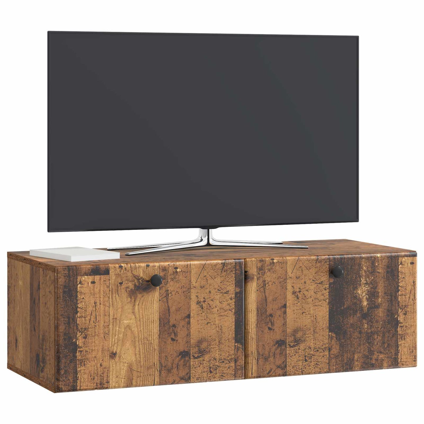 Væghængt TV-skab 98 x 41 x 30 cm Gammelt træ Konstrueret træ