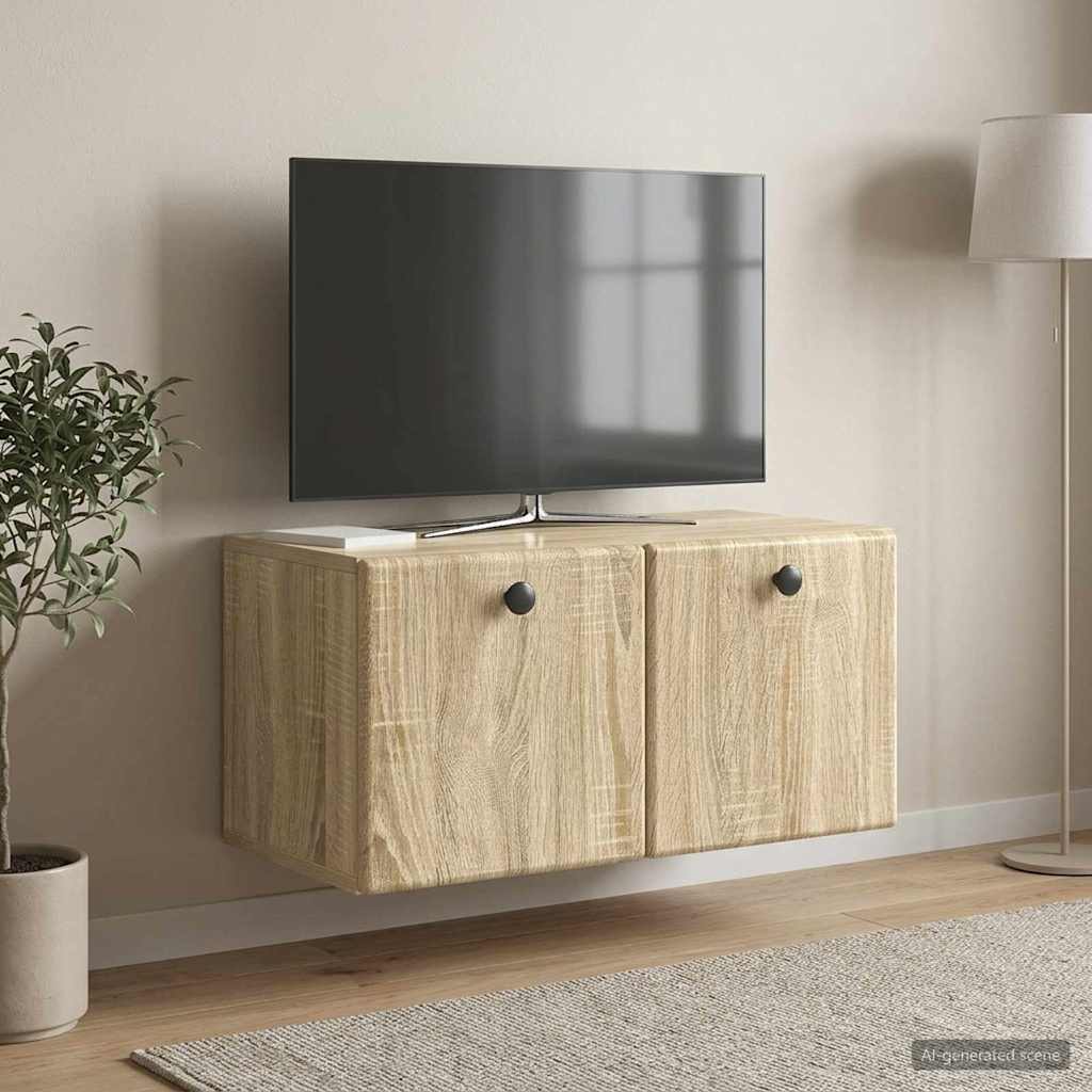 Væghængt TV-skab 59,5 x 31 x 30 cm Sonoma-eg Konstrueret træ