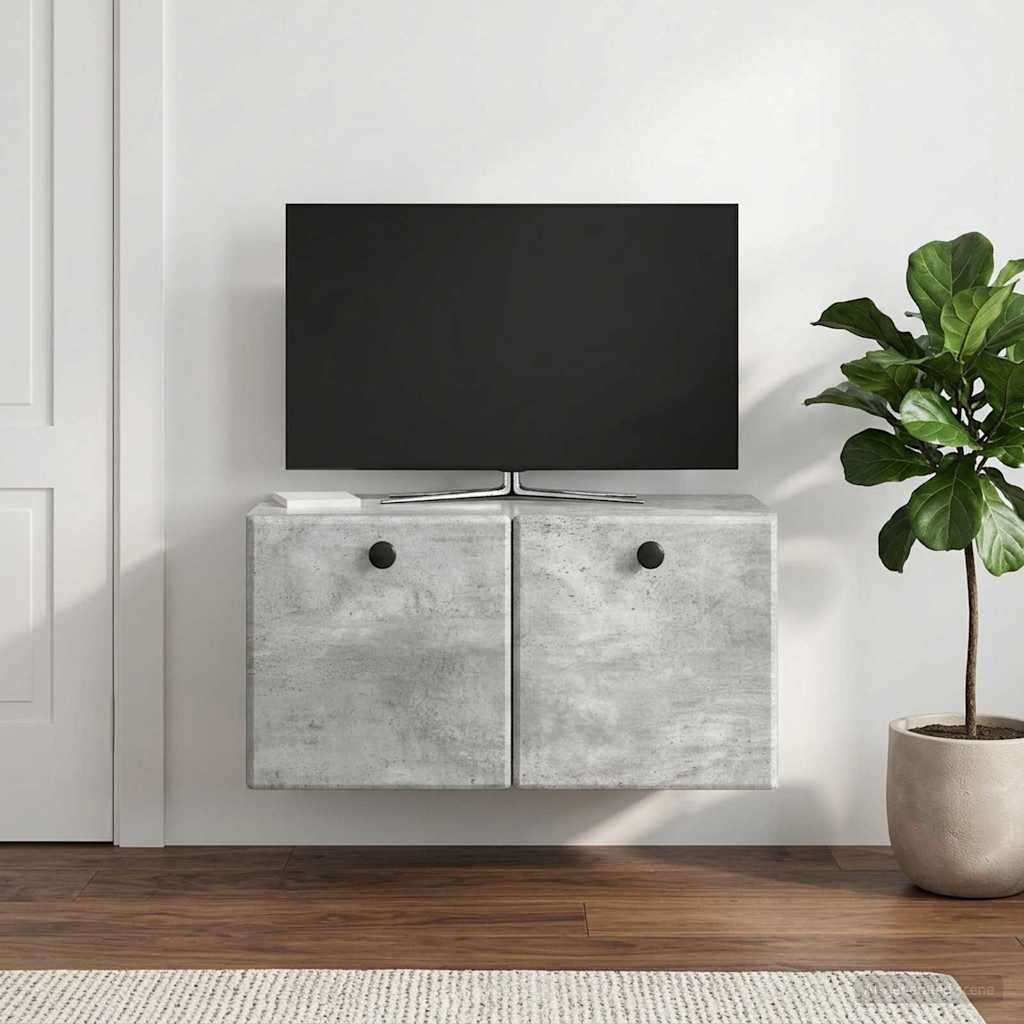 Væghængt TV-skab 59,5 x 31 x 30 cm Betongrå Konstrueret træ