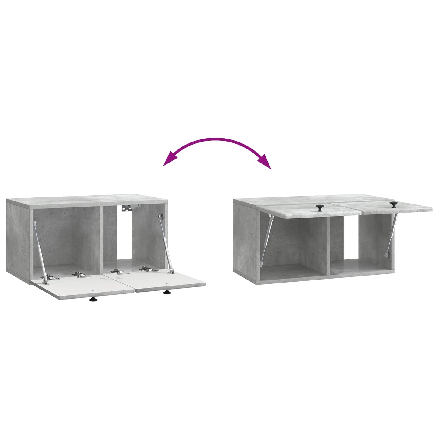 Væghængt TV-skab 59,5 x 31 x 30 cm Betongrå Konstrueret træ