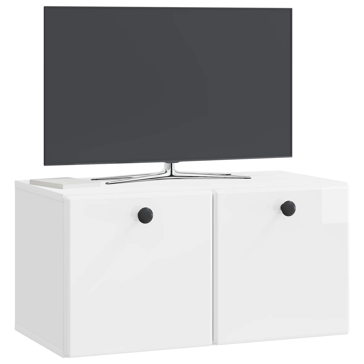 Væghængt TV-skab 59,5 x 31 x 30 cm Hvid højglans