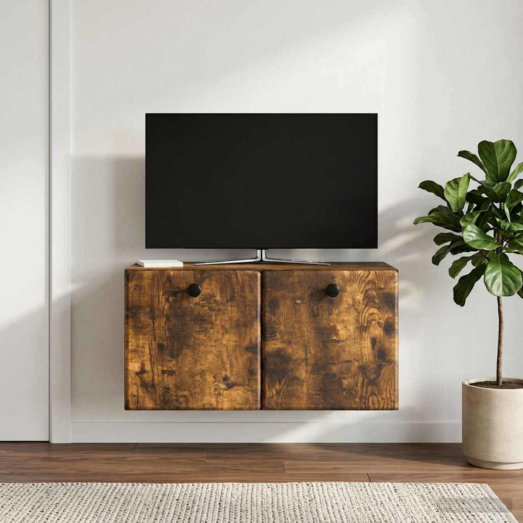 Væghængt TV-skab 59,5 x 31 x 30 cm Røget eg Konstrueret træ