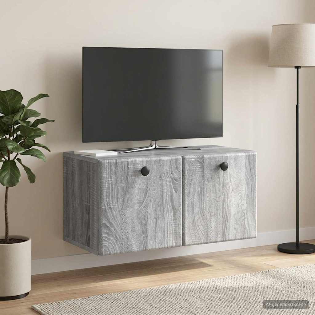 Væghængt TV-skab 59,5 x 31 x 30 cm Grå Sonoma Konstrueret træ