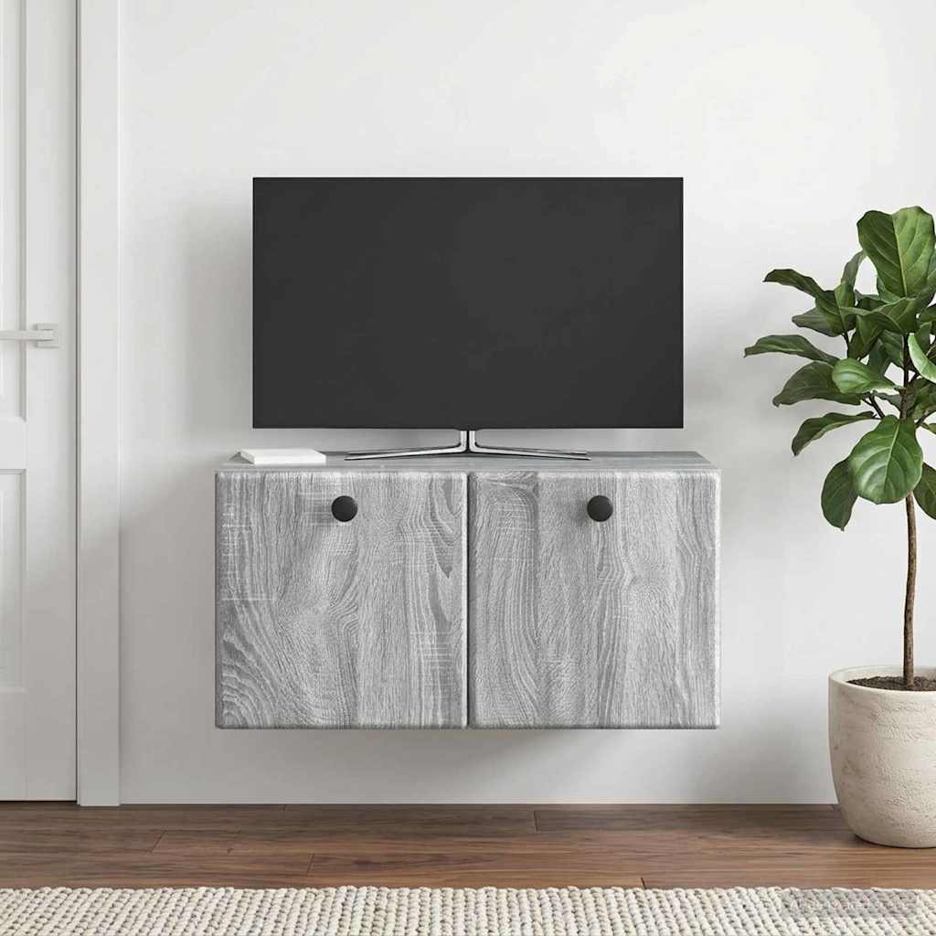 Væghængt TV-skab 59,5 x 31 x 30 cm Grå Sonoma Konstrueret træ
