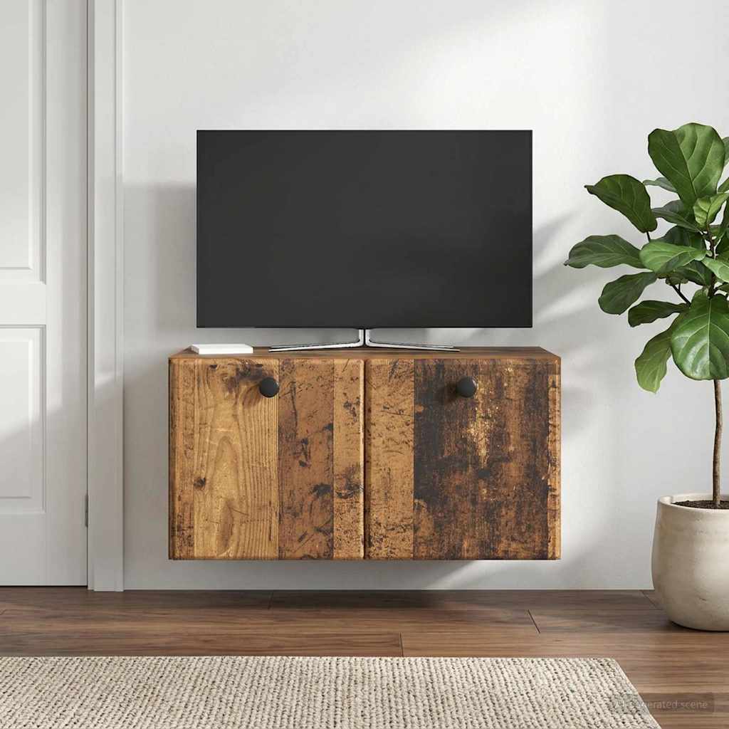 Væghængt TV-skab 59,5 x 31 x 30 cm Gammelt træ Konstrueret træ