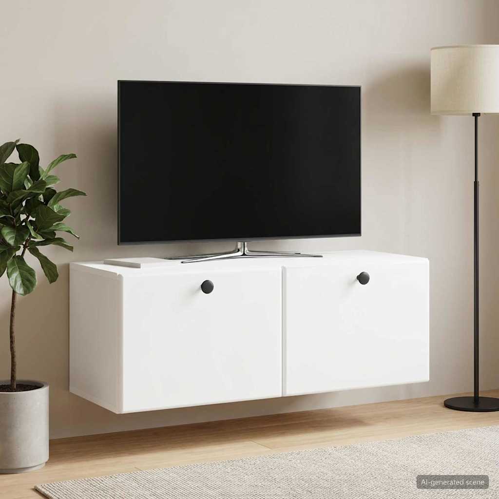 Væghængt TV-skab 78,5 x 31 x 30 cm Hvid Konstrueret træ