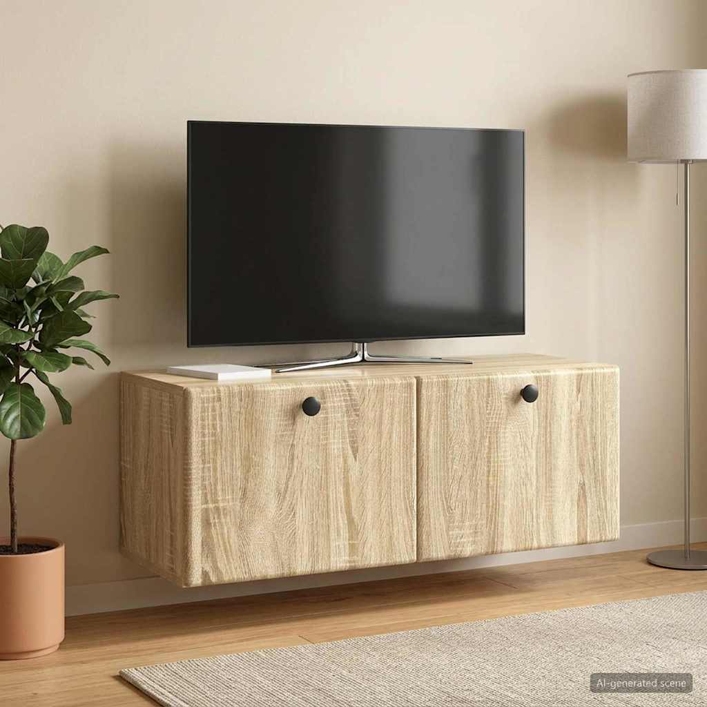 Væghængt TV-skab 78,5 x 31 x 30 cm Sonoma-eg Konstrueret træ