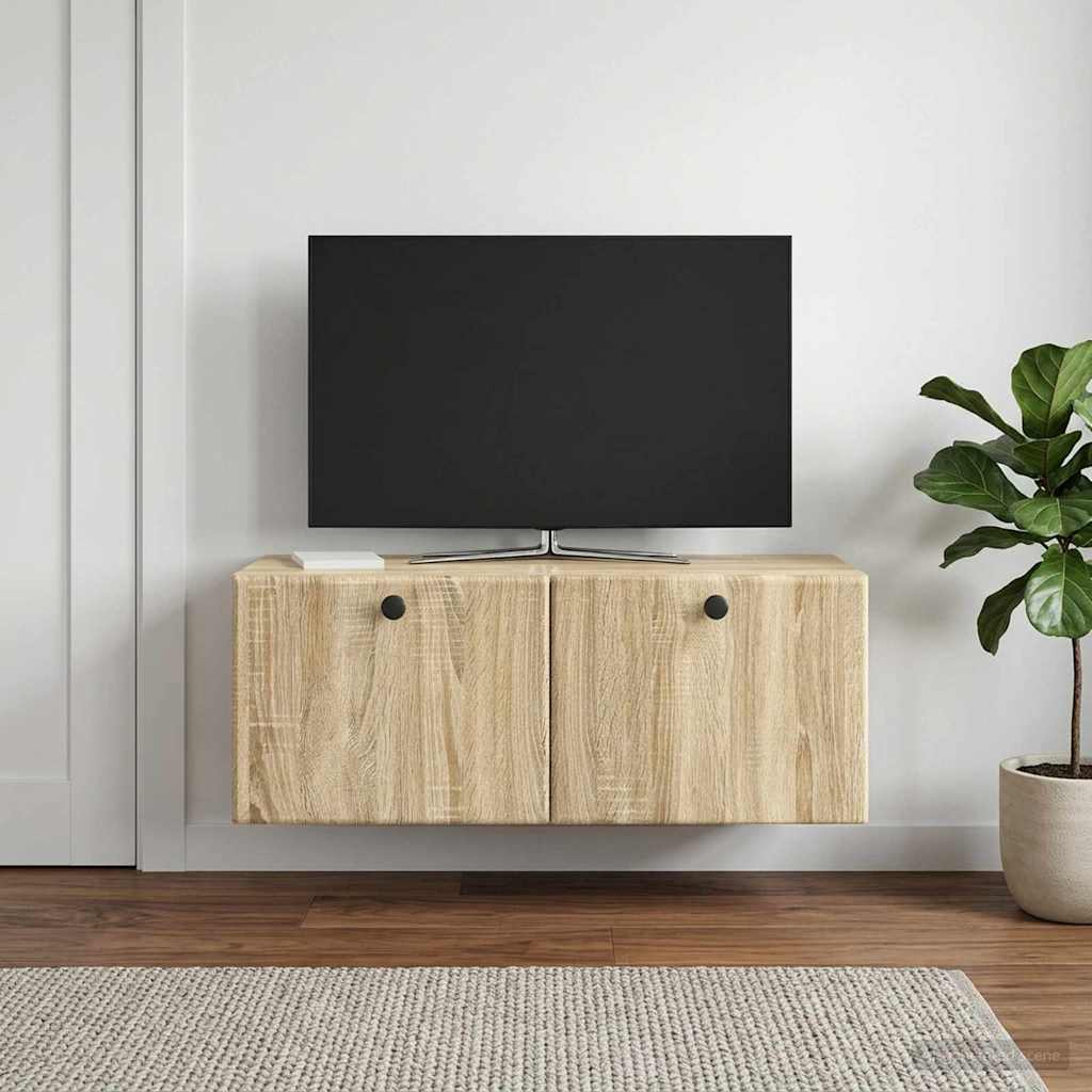 Væghængt TV-skab 78,5 x 31 x 30 cm Sonoma-eg Konstrueret træ