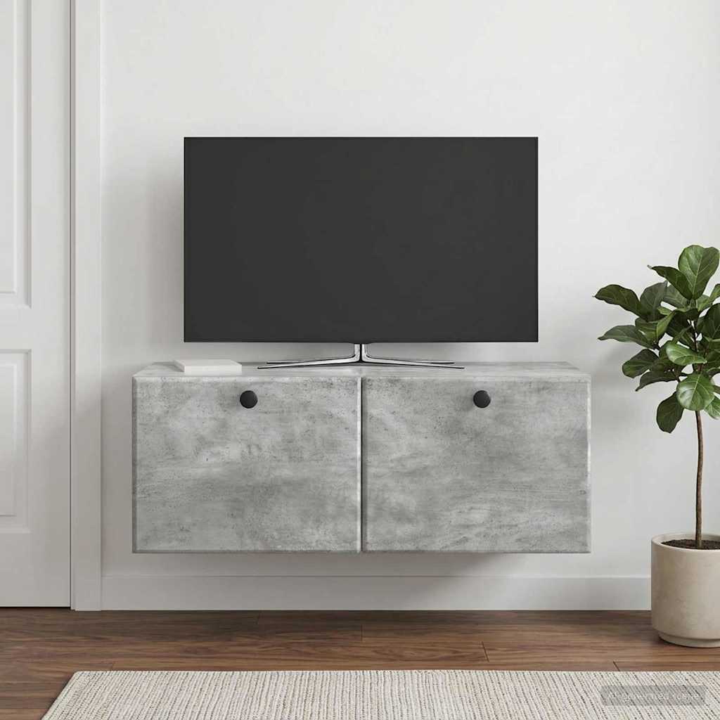 Væghængt TV-skab 78,5 x 31 x 30 cm Betongrå Konstrueret træ