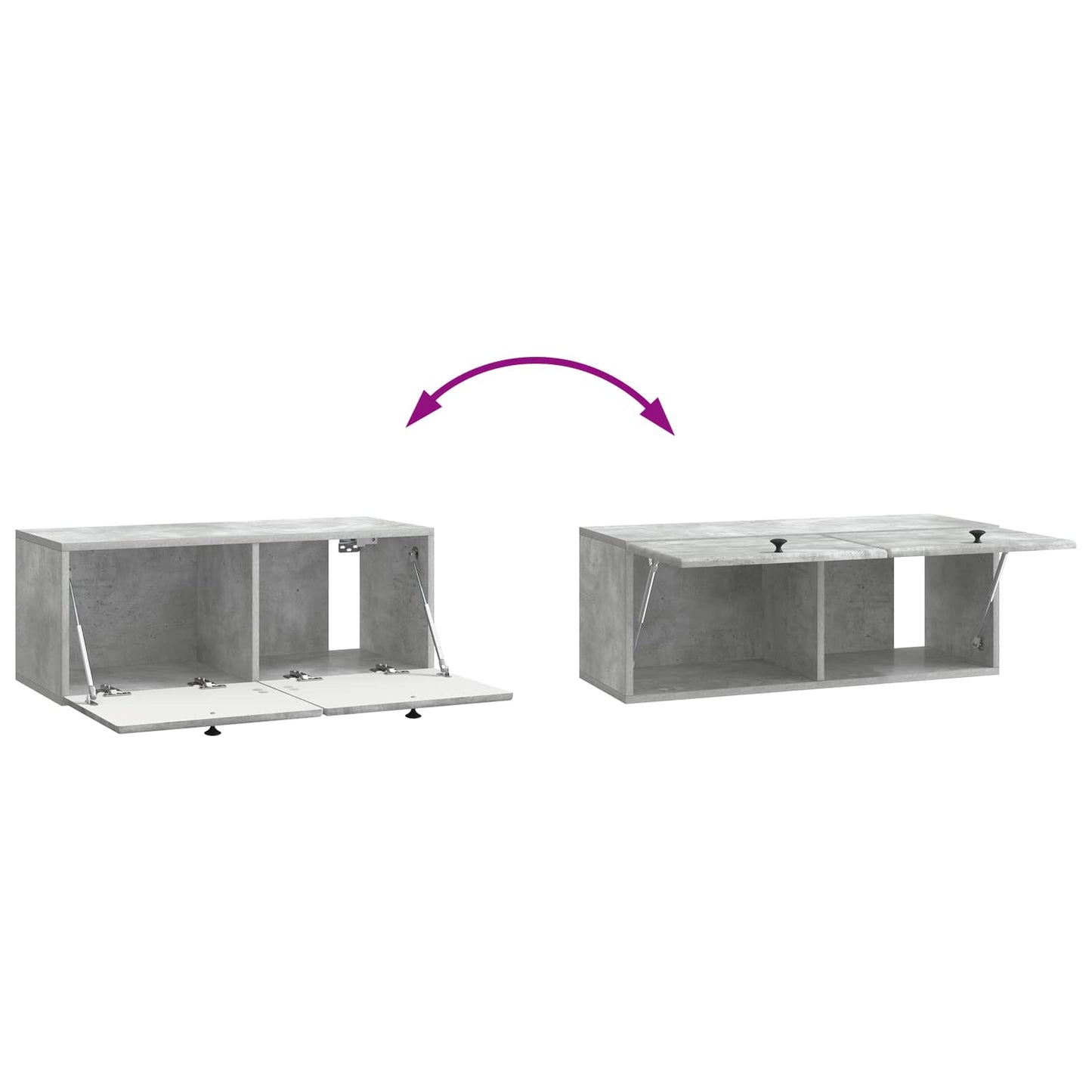 Væghængt TV-skab 78,5 x 31 x 30 cm Betongrå Konstrueret træ