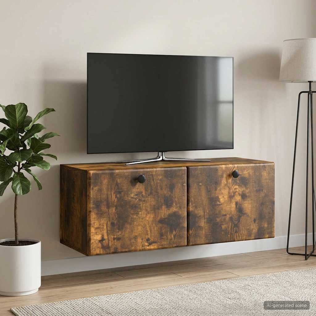 Væghængt TV-skab 78,5 x 31 x 30 cm Røget eg Konstrueret træ