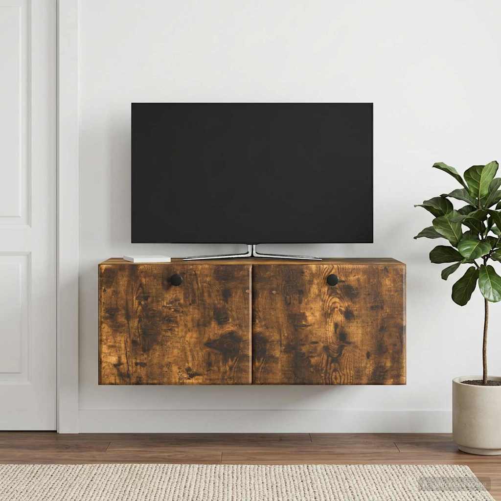 Væghængt TV-skab 78,5 x 31 x 30 cm Røget eg Konstrueret træ