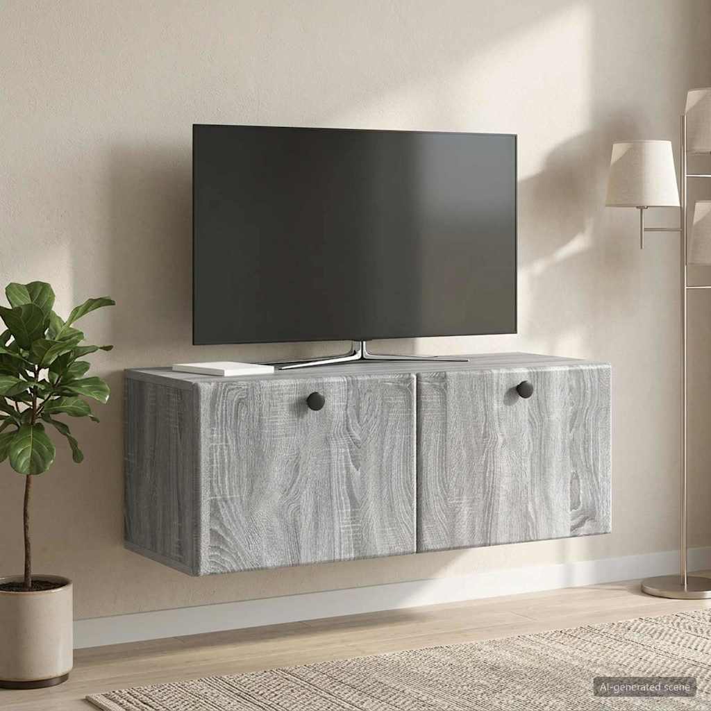 Væghængt TV-skab 78,5 x 31 x 30 cm Grå Sonoma Konstrueret træ