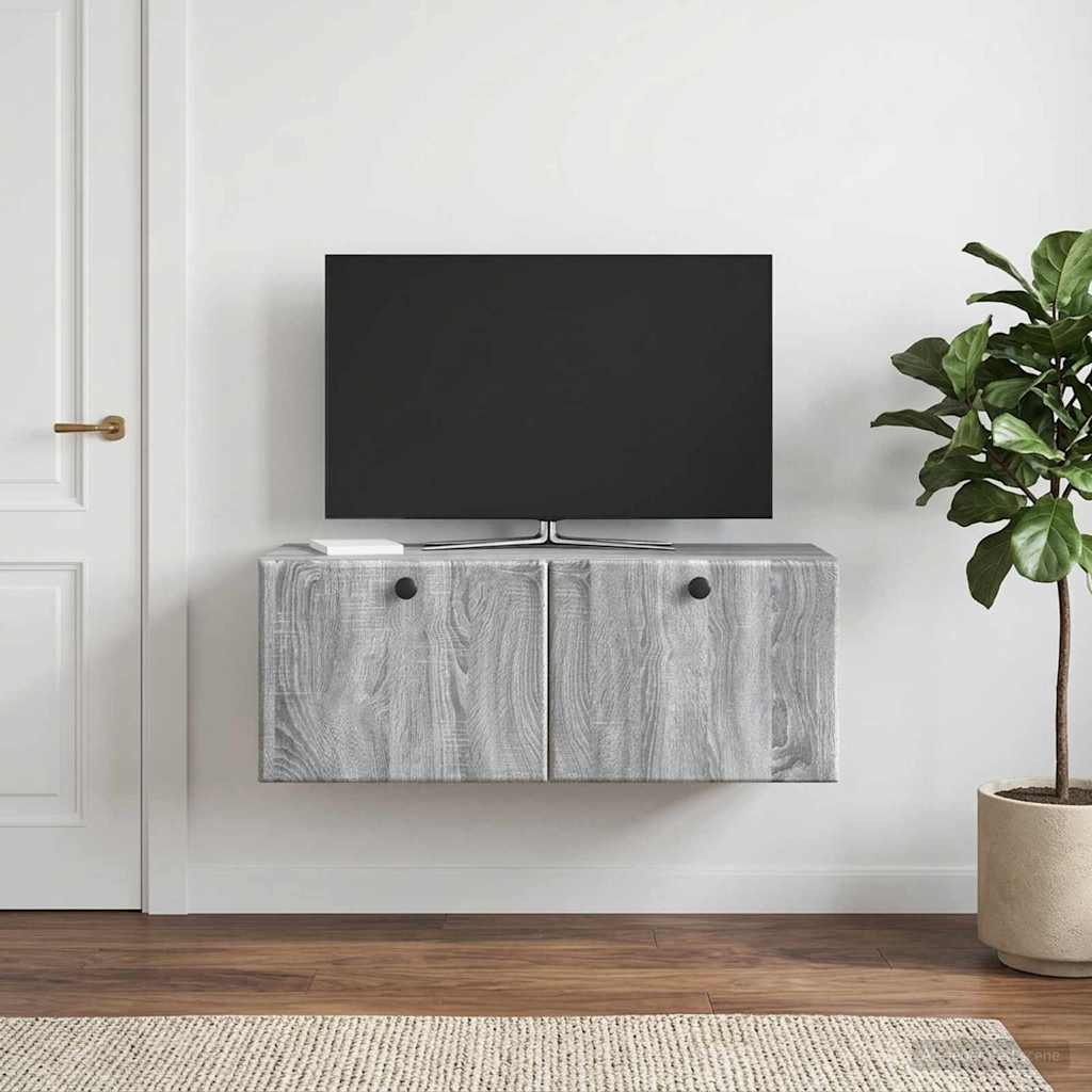 Væghængt TV-skab 78,5 x 31 x 30 cm Grå Sonoma Konstrueret træ