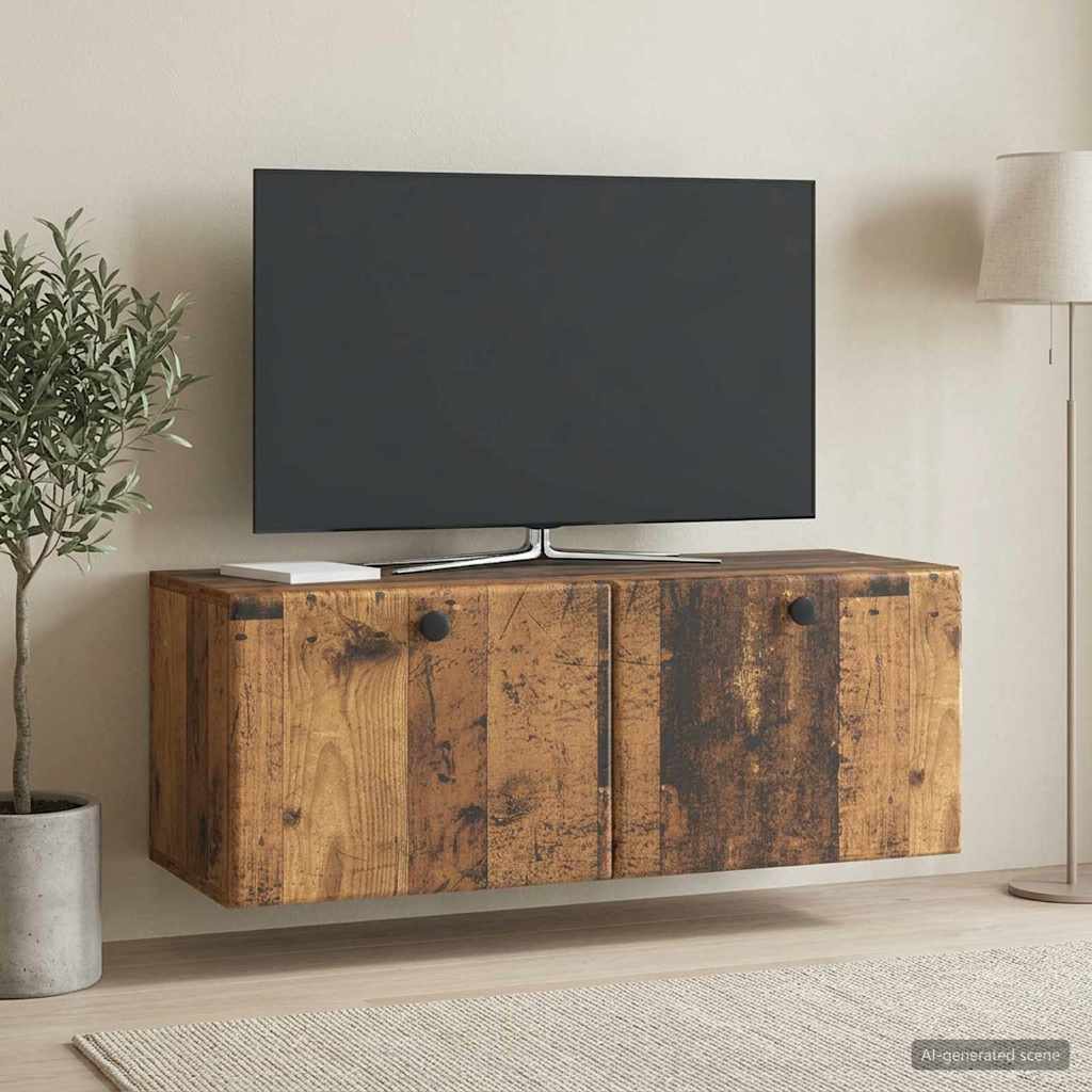 Væghængt TV-skab 78,5 x 31 x 30 cm Gammelt træ Konstrueret træ