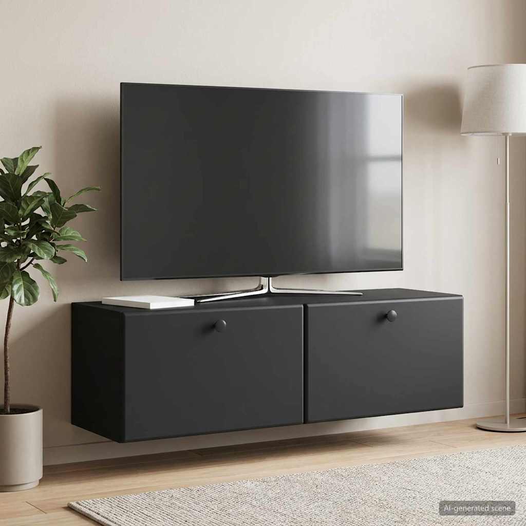 Væghængt TV-skab 98 x 31 x 30 cm Sort Konstrueret træ
