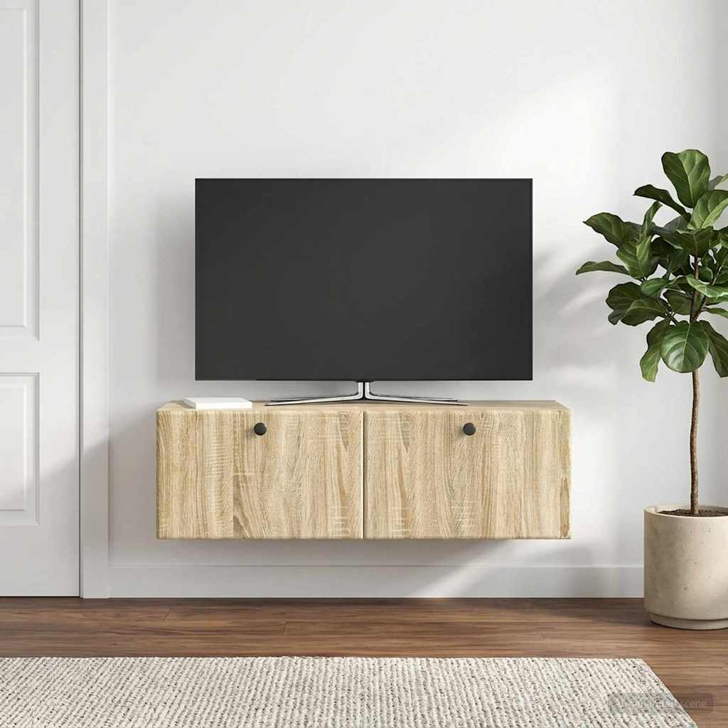 Væghængt TV-skab 98 x 31 x 30 cm Sonoma-eg Konstrueret træ