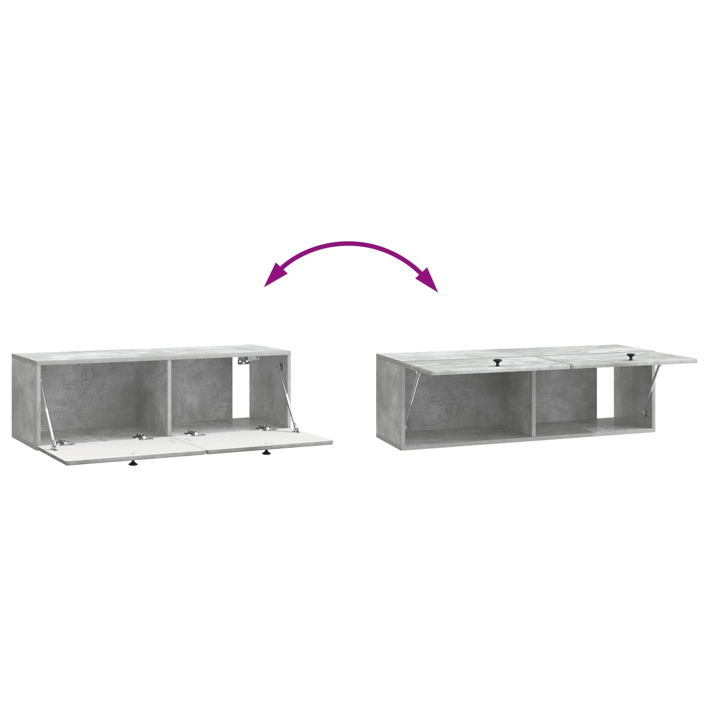 Væghængt TV-skab 98 x 31 x 30 cm Betongrå Konstrueret træ