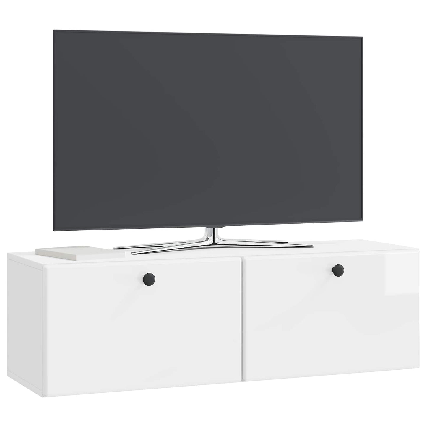 Væghængt TV-skab 98 x 31 x 30 cm Hvid højglans Konstrueret træ