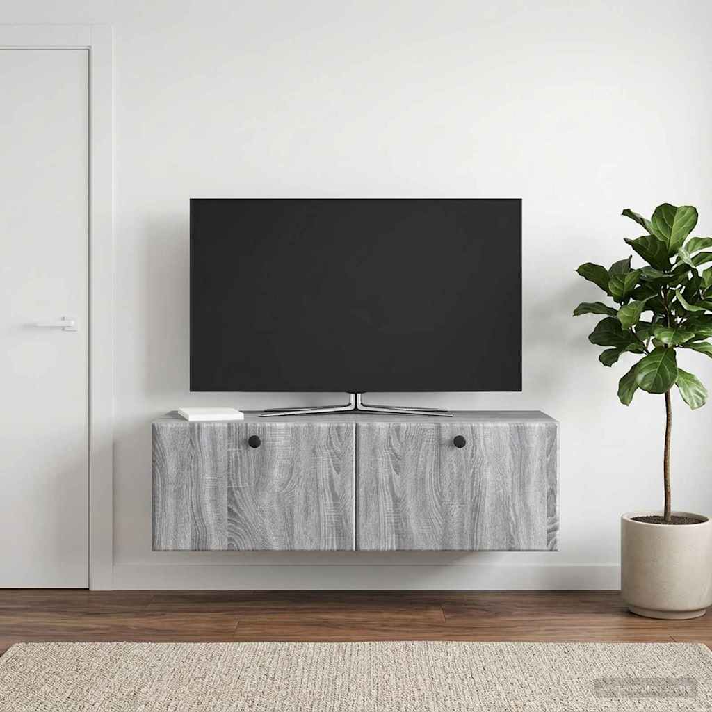 Væghængt TV-skab 98 x 31 x 30 cm Grå Sonoma Konstrueret træ
