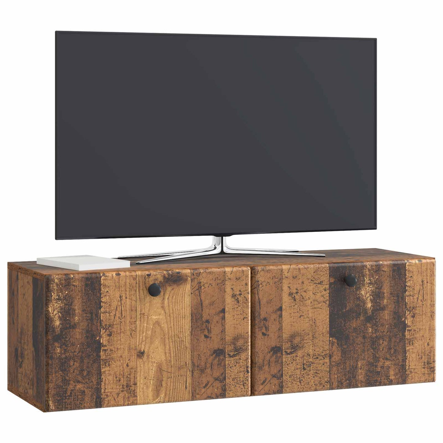 Væghængt TV-skab 98 x 31 x 30 cm Gammelt træ Konstrueret træ