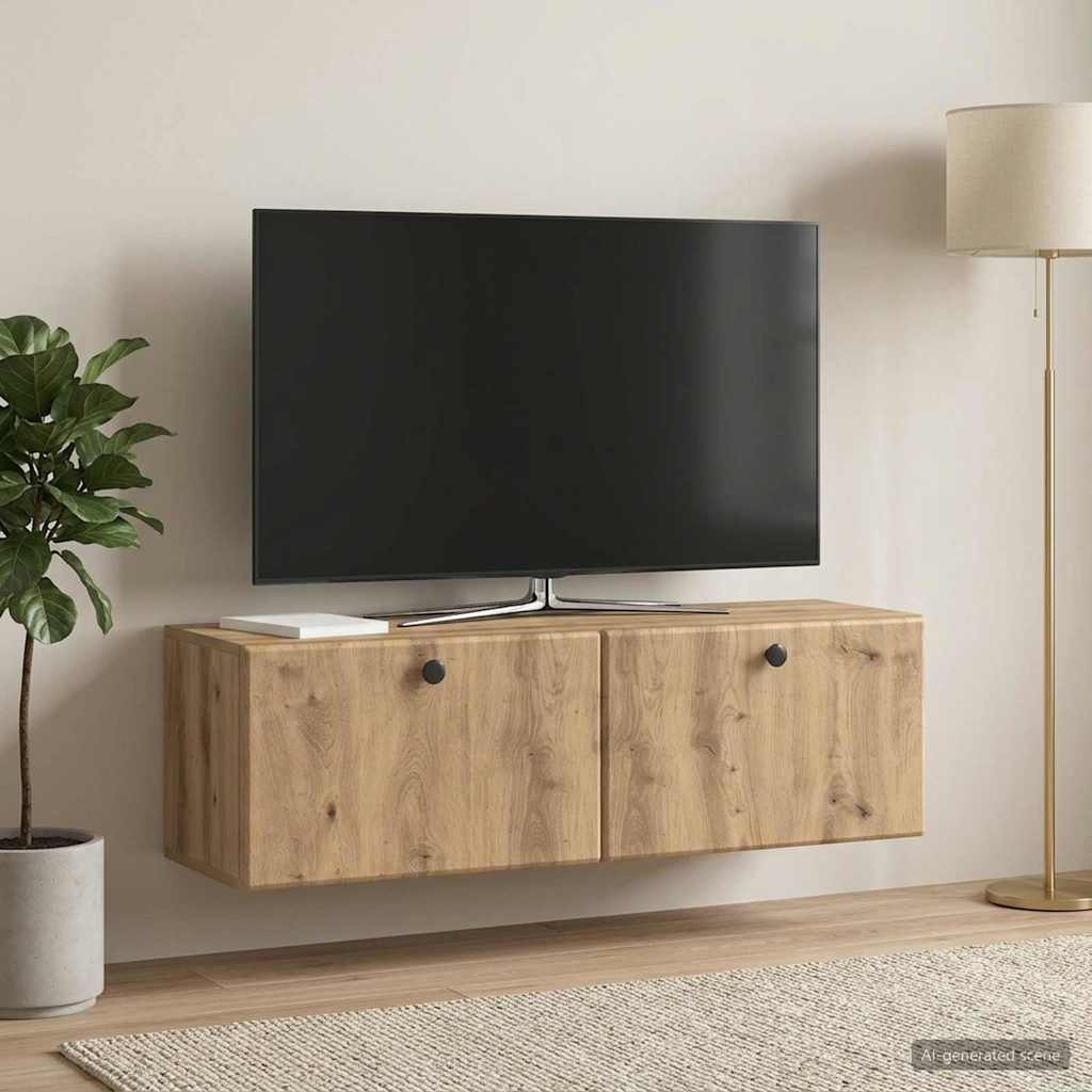Væghængt TV-skab 98 x 31 x 30 cm Artisan-eg Konstrueret træ