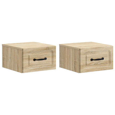 Væghængt Natbord med skuffe 2 pcs Sonoma-eg 34,5 x 33 x 20 cm