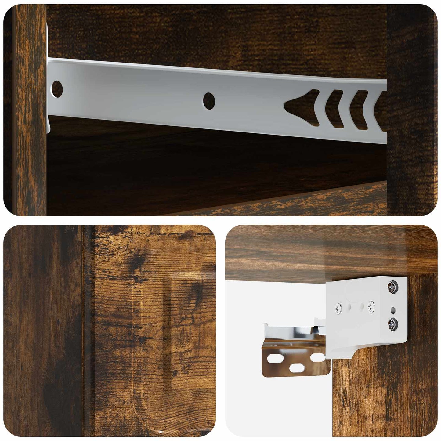 Væghængt Natbord med skuffe 2 pcs Røget eg 34,5 x 33 x 20 cm