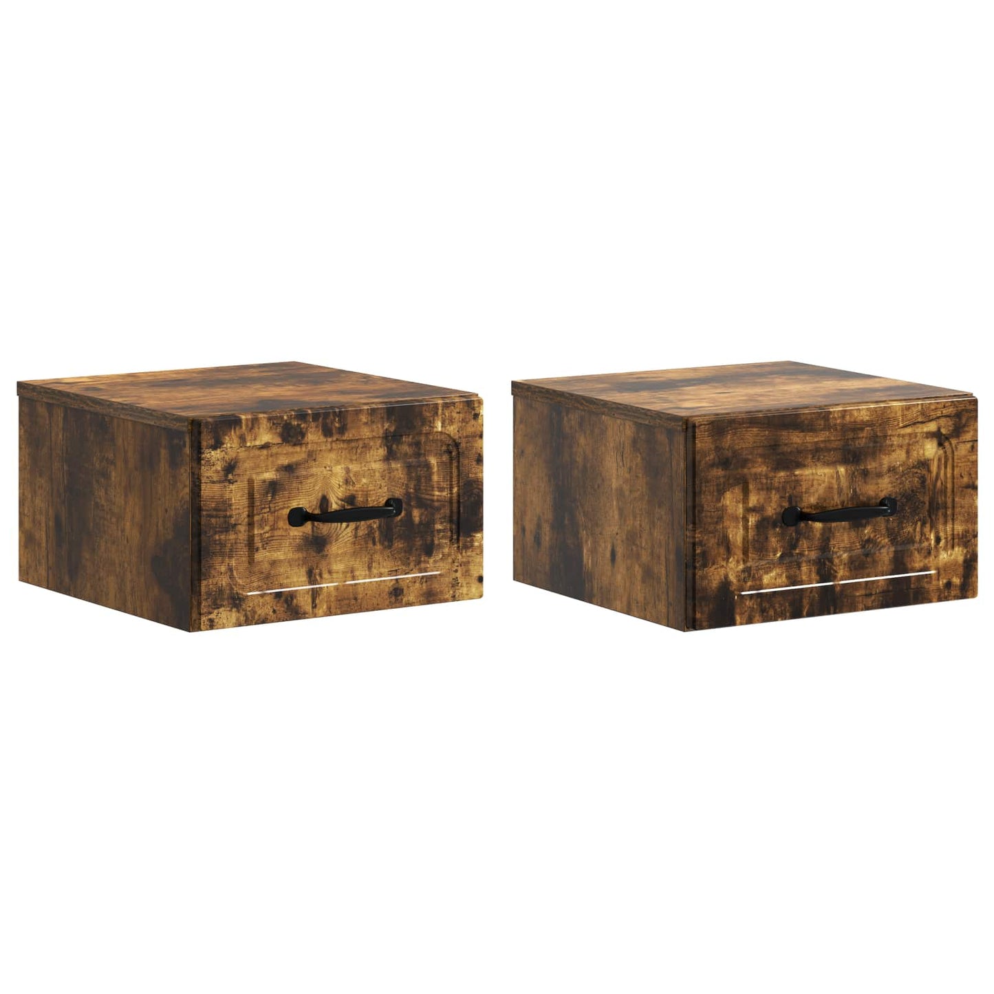 Væghængt Natbord med skuffe 2 pcs Røget eg 34,5 x 33 x 20 cm