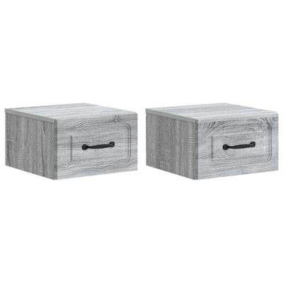 Væghængt Natbord 2 pcs Grå sonoma-eg 34,5 x 33 x 20 cm