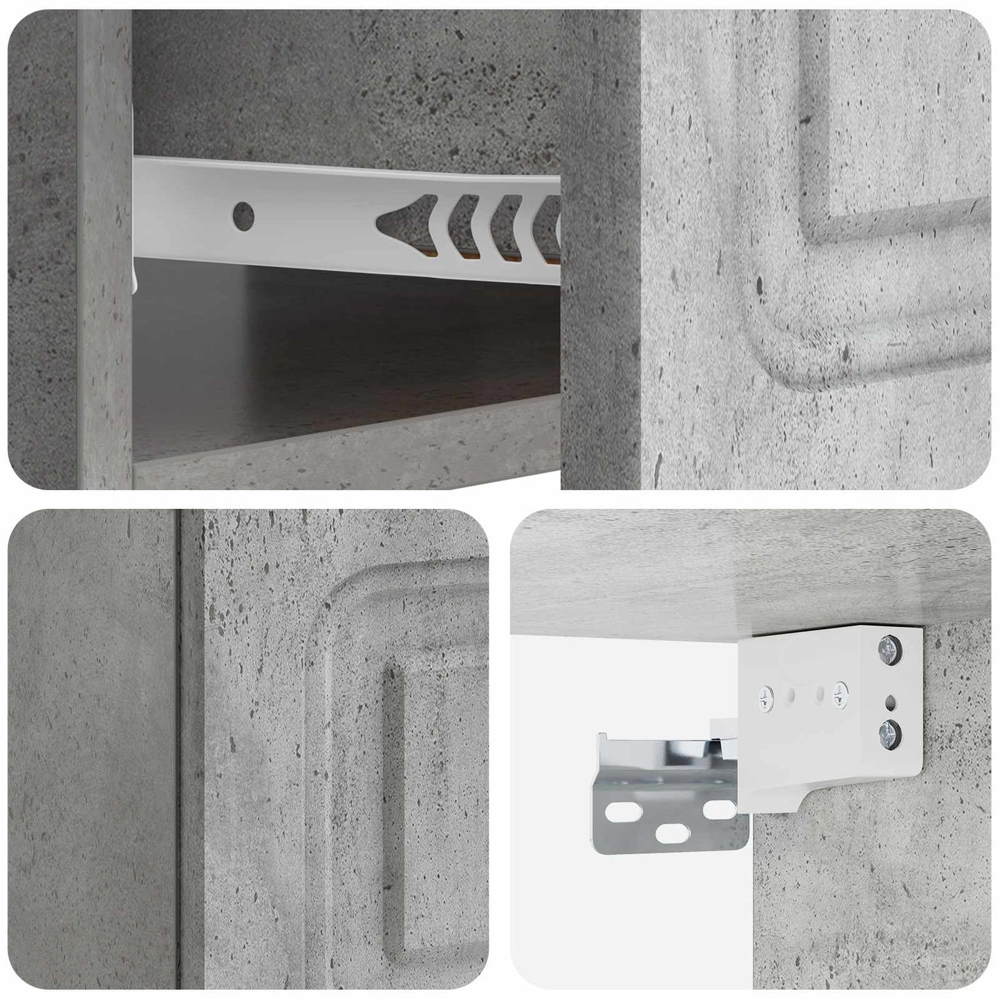 Væghængt Natbord Betongrå 49 x 34,5 x 20 cm Konstrueret træ