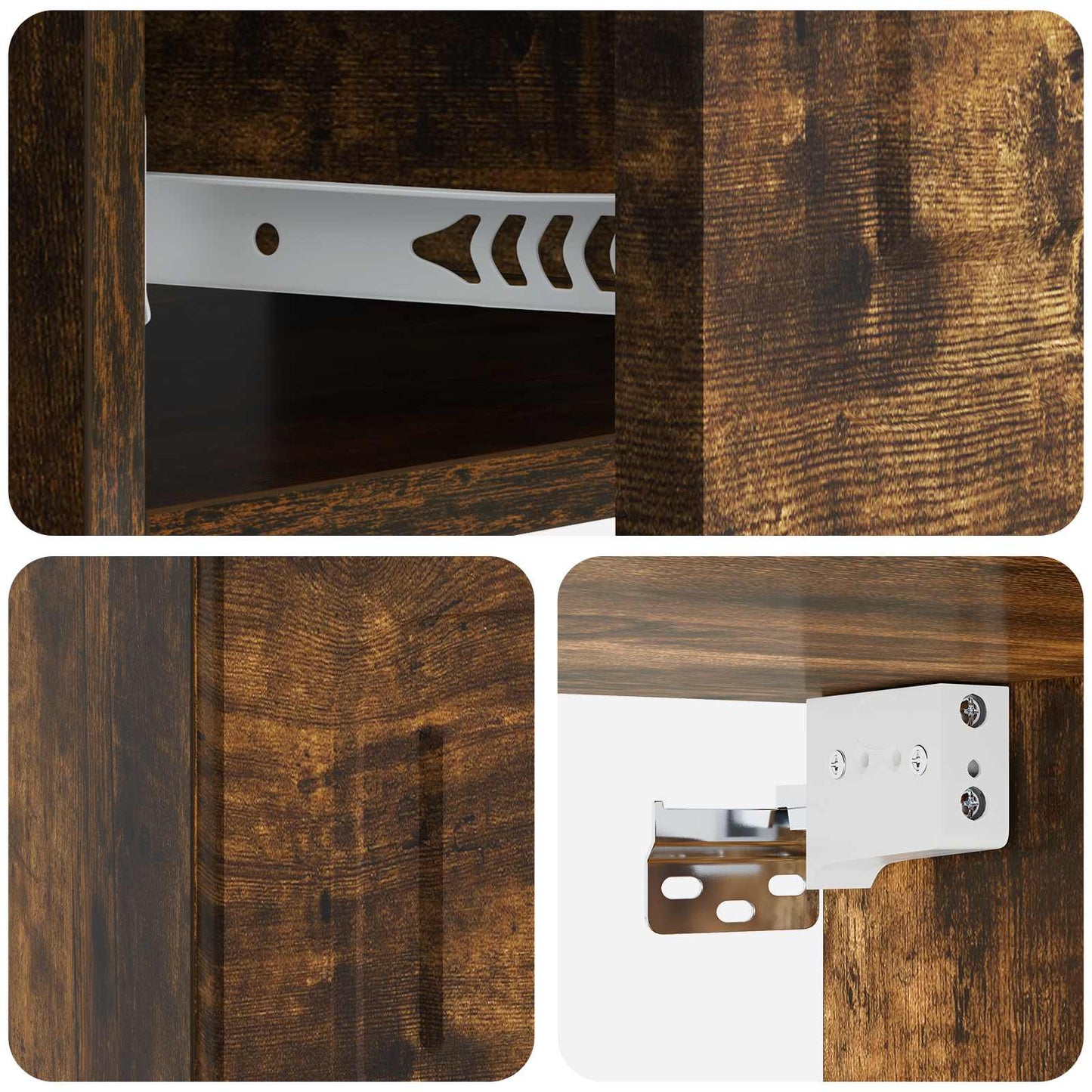 Væghængt Natbord med skuffe 2 pcs Røget eg 49 x 34,5 x 20 cm
