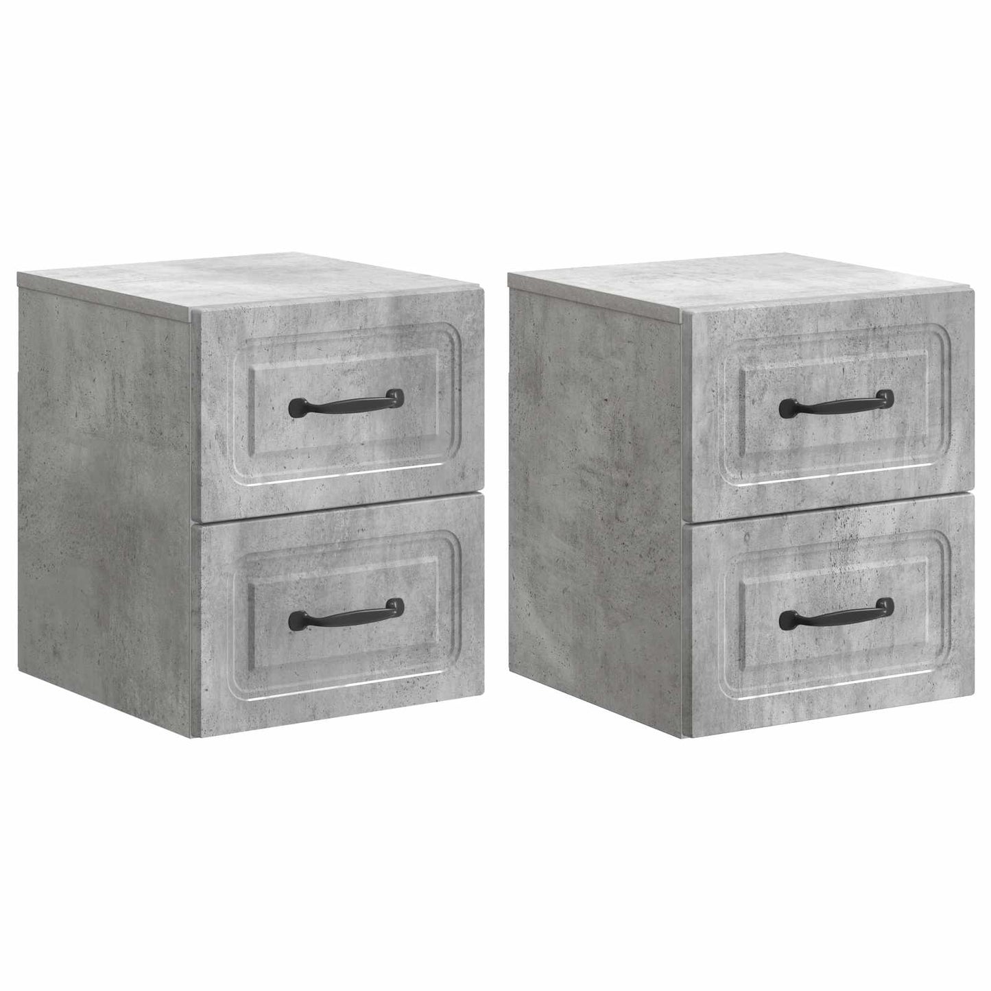 Væghængt Natbord med skuffe 2 pcs Betongrå 34,5 x 33 x 40 cm