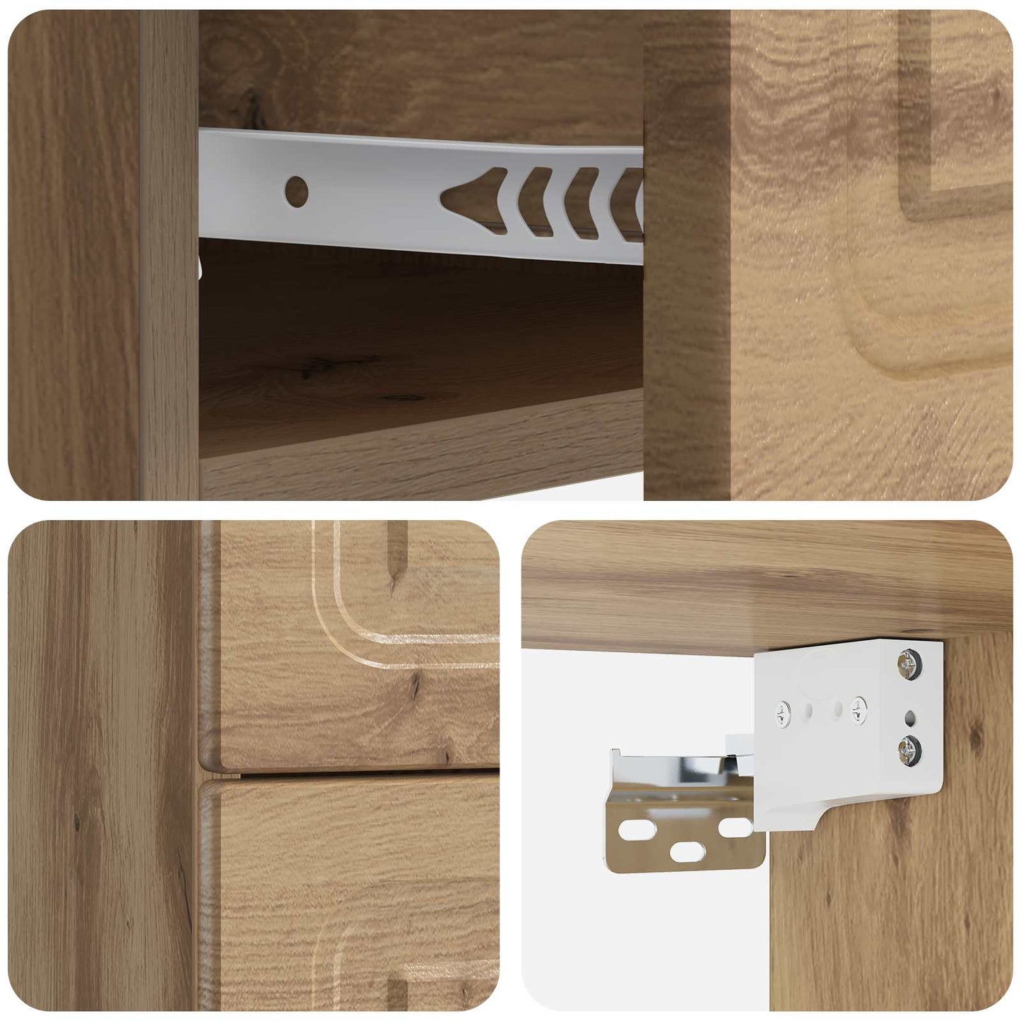 Væghængt Natbord med skuffe 2 pcs Artisan-eg 34,5 x 33 x 40 cm