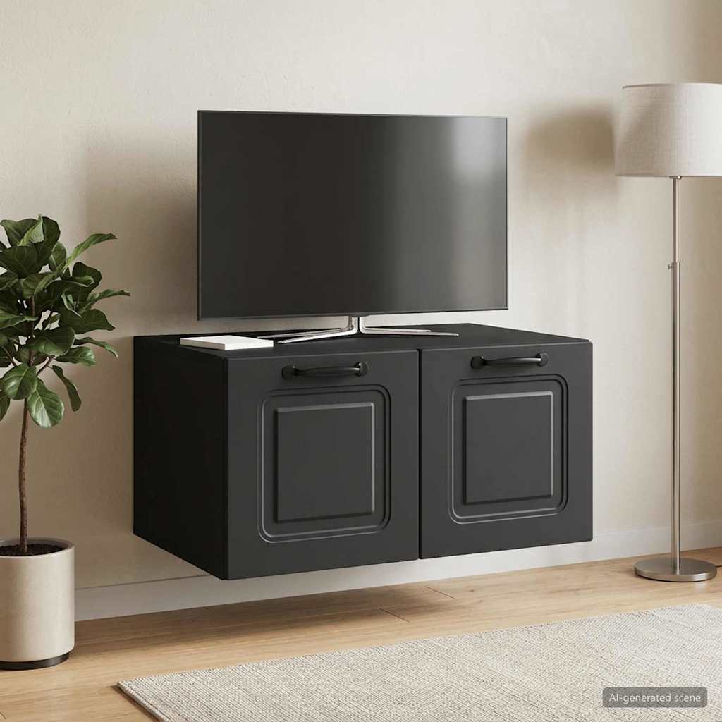 Væghængt TV-skab Sort 59,5 x 41 x 30 cm Konstrueret træ