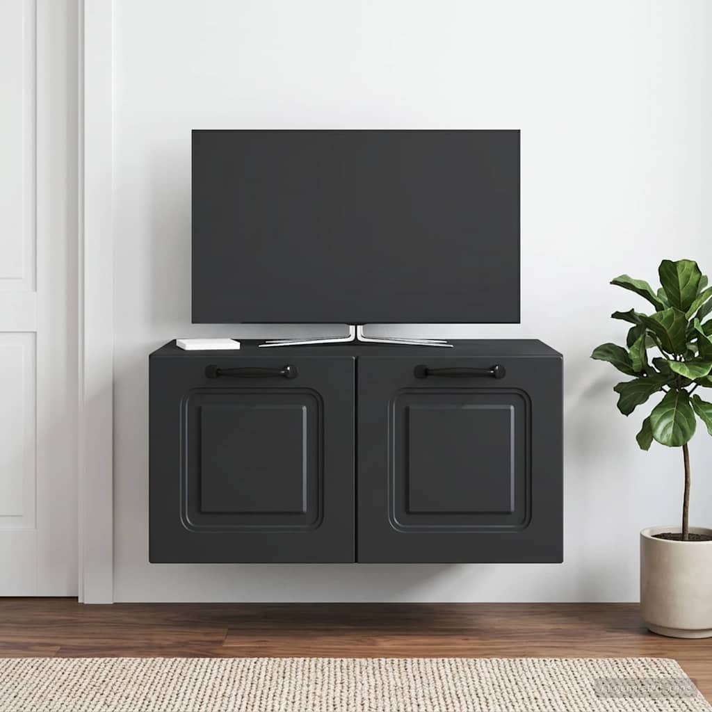 Væghængt TV-skab Sort 59,5 x 41 x 30 cm Konstrueret træ