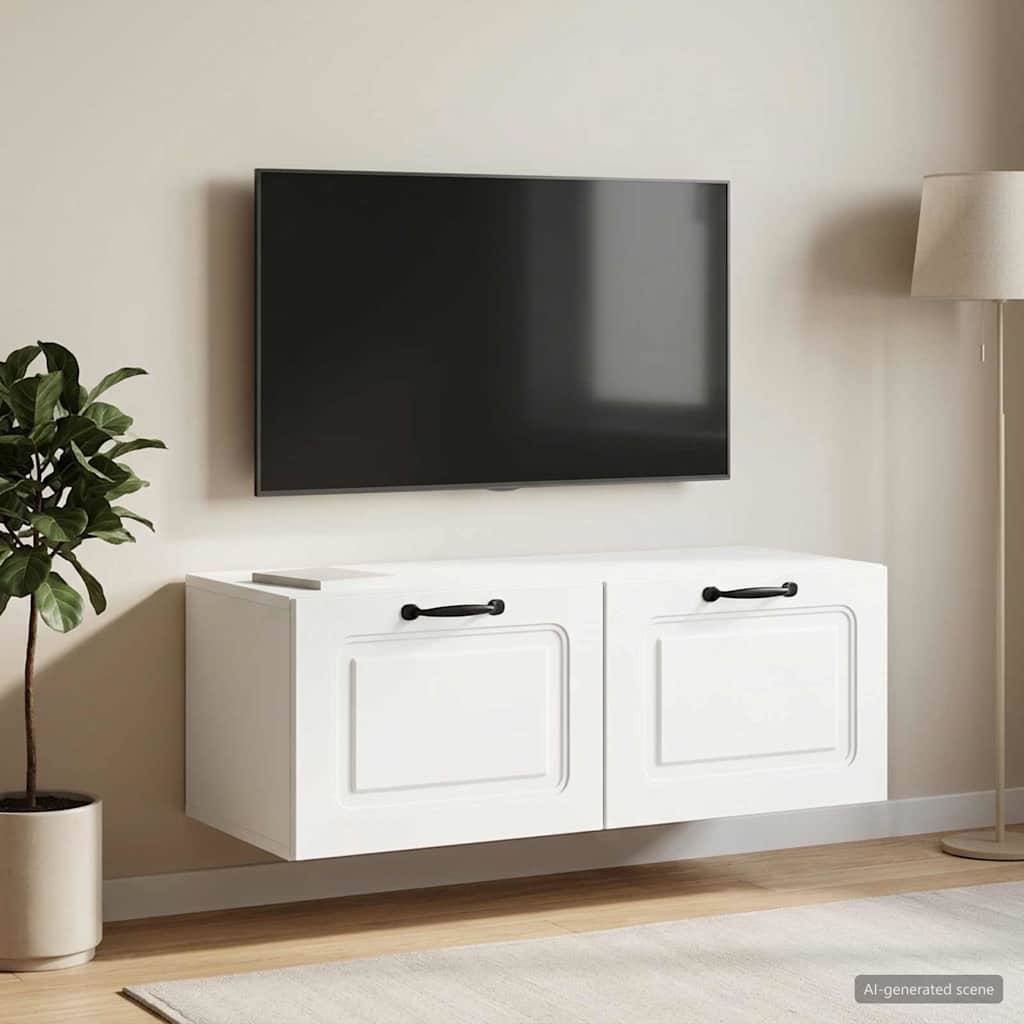 Væghængt TV-skab Hvid 78,5 x 41 x 30 cm Konstrueret træ